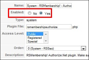 RSMembership! integration with Authorize.NET